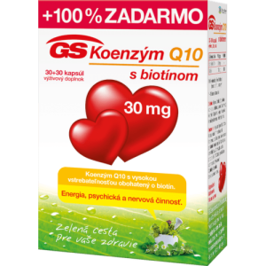 GS Koenzým Q10 30 mg 30 + 30 kapsúl ZADARMO