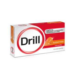 DRILL Ružový med 24 tvrchých pastiliek