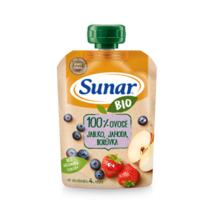 SUNAR BIO Kapsička jablko, jahoda, čučoriedka 100 g