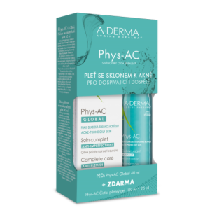 A-DERMA Phys-ac global na pleť so sklonom k akné 40 ml + čistiaci penivý gél 100 ml + 25 ml ZADARMO
