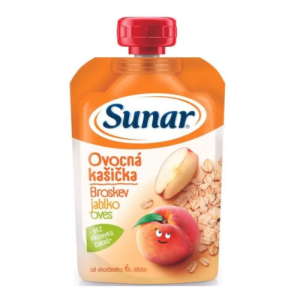 SUNAR Ovocná kašička broskyňa, jablko, ovos 120 g
