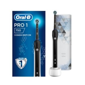 ORAL-B PRO 1 750 Black design edition elektrická zubná kefka + cestovné puzdro 1 set