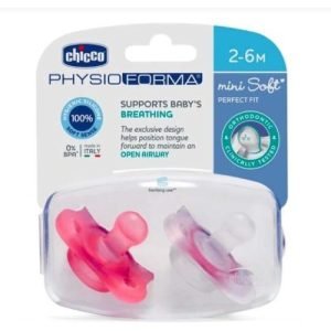 CHICCO Cumlík physio forma 2-6m celosilikónový dievča 2 ks