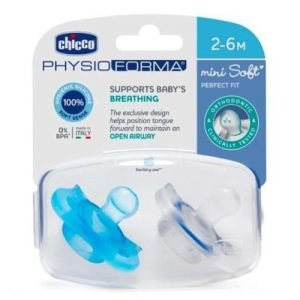 CHICCO Cumlík physio forma 2-6m celosilikónový chlapec 2 ks
