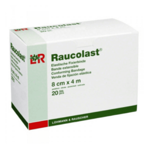 RAUCOLAST 8 cmx 4 m obväz elastický fixačný balený po 1 ks v celofáne 20 ks