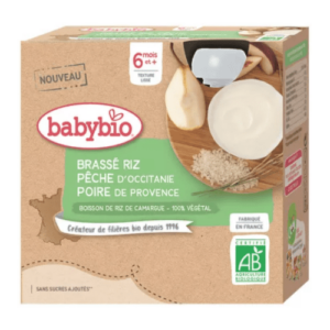 BABYBIO Brassé ryža s broskyňou a hruškou desiata od ukonč. 6. mesiaca 4 x 85 g 340 g