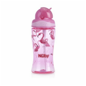 NUBY Hrnček netečúci so sklápacou slamkou ružový 1 ks