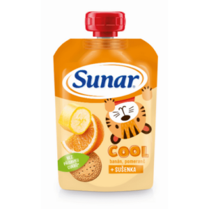 SUNAR Cool ovocná kapsička pomaranč banán sušienka 12m+ 110 g