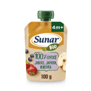 SUNAR Bio ovocná kapsička jablko jahoda čučoriedka 4m+ 100 g