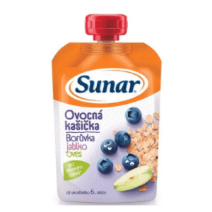 SUNAR Ovocná kašička čučoriedka jablko ovsené vločky 6m+ 120 g