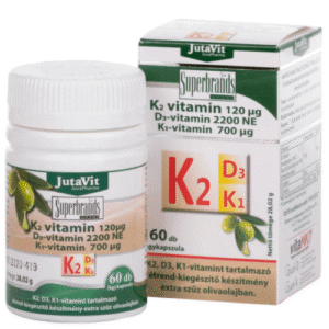 JUTAVIT Vitamín K2 120 µg, D3 2000 IU, K1 700 µg mäkké kapsuly 60 kapsúl