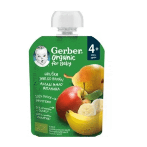 GERBER Organic kapsička hruška jablko banán bio ovocná desiata od ukonč. 4. mesiaca 90 g